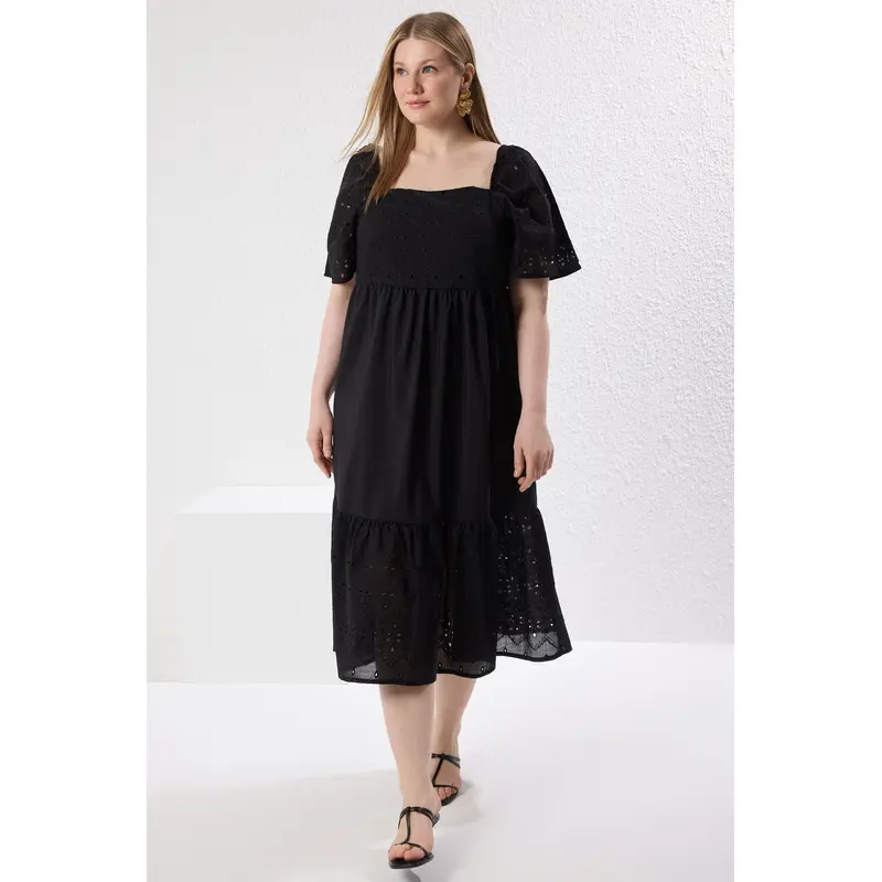 Curve Women's Plain Midi Short Cocktail Relaxed Fit Plus Size Dress