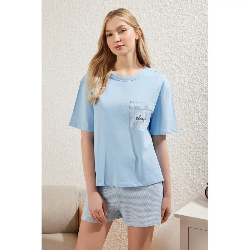 Women's 2 Pack Striped Short Homewear Regular Pajama Set