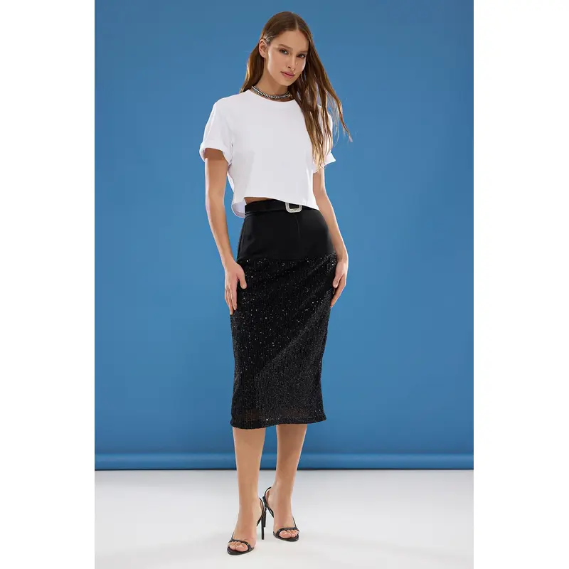 Women's Plain Midi Shift Skirt