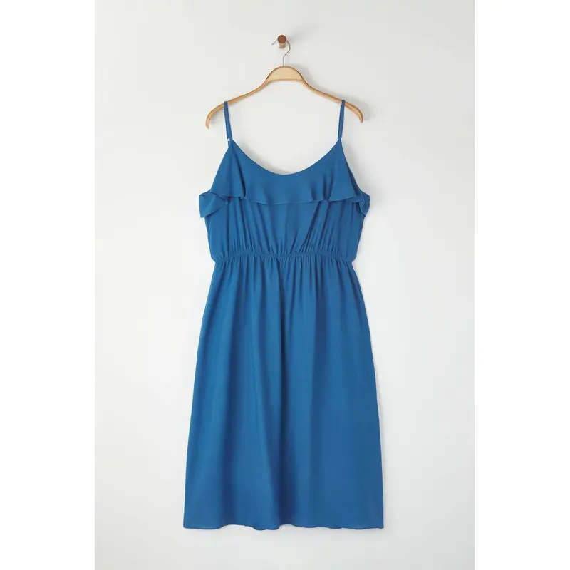 Curve Women's Plain Midi Spaghetti Strap Casual Relaxed Fit Plus Size Dress