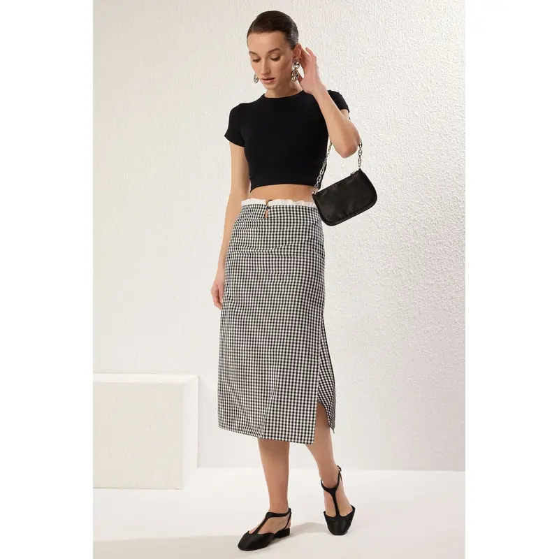 Women's Plaid Midi Mermaid Skirt