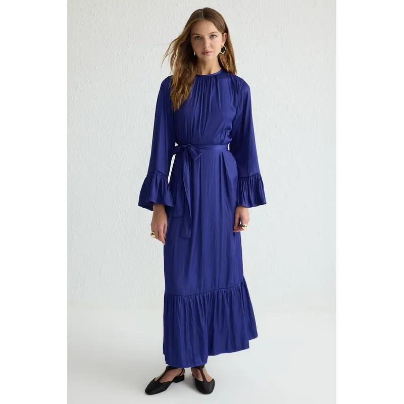 Modest Women's Navy Blue Plain Long Long Evening / Daily Relaxed Fit Modest Evening Dresses