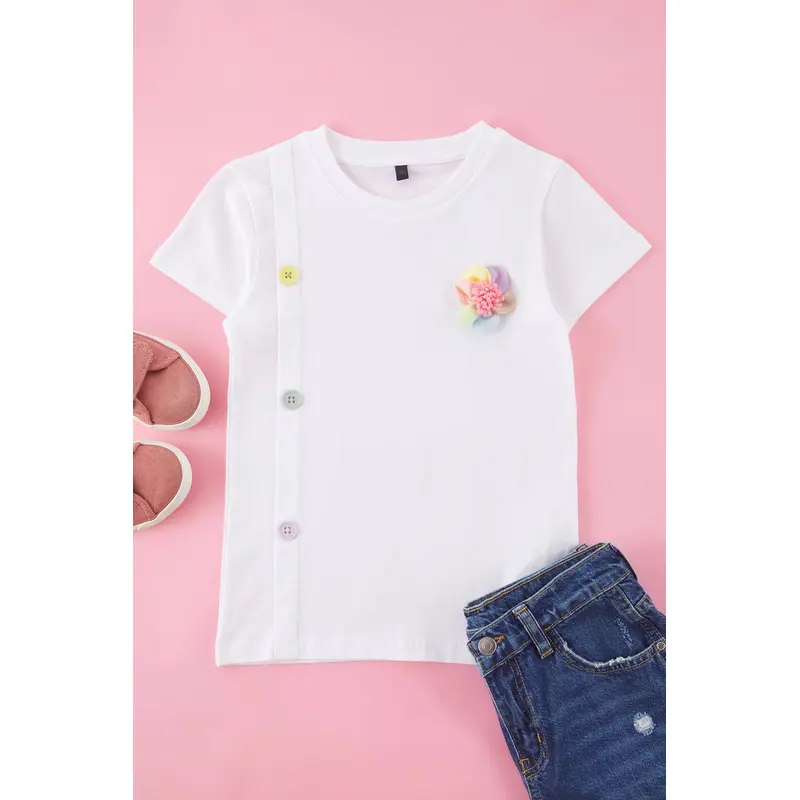 kds Girls Ecru Flowering Short Regular T-Shirt