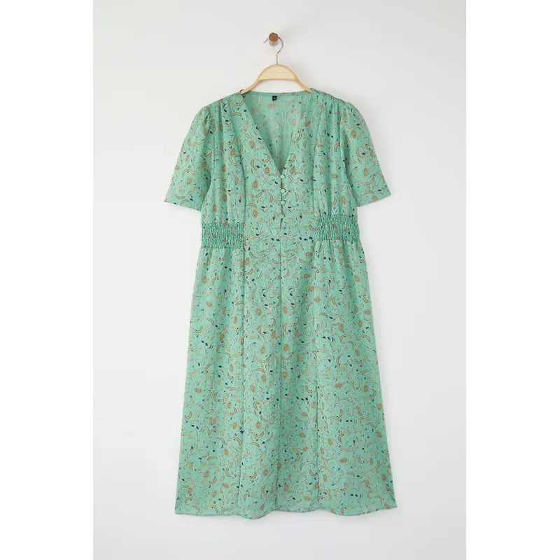 Curve Women's Flowering Midi Short Casual/daily Fitted Plus Size Dress