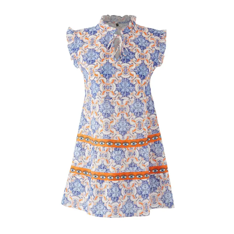 Women's Very Colorful Geometric Mini Short Beachwear A-Line / Flared Dress