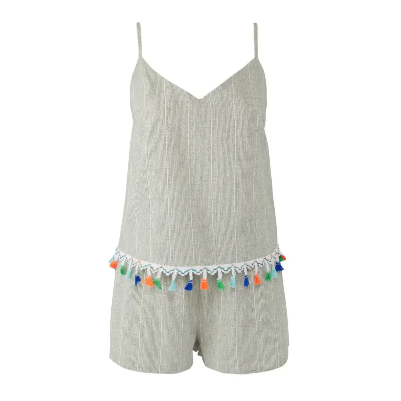 Women's Very Colorful Striped Hanging Beachwear Fitted Two Piece Sets