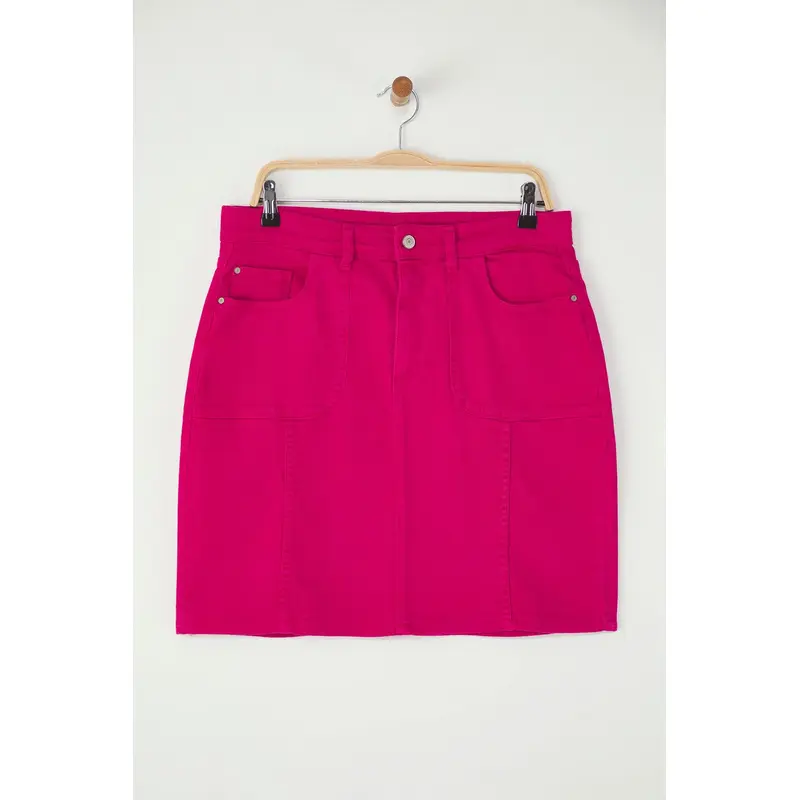 Curve Women's Pink Straight Mini A-Line Plus Size Skirt
