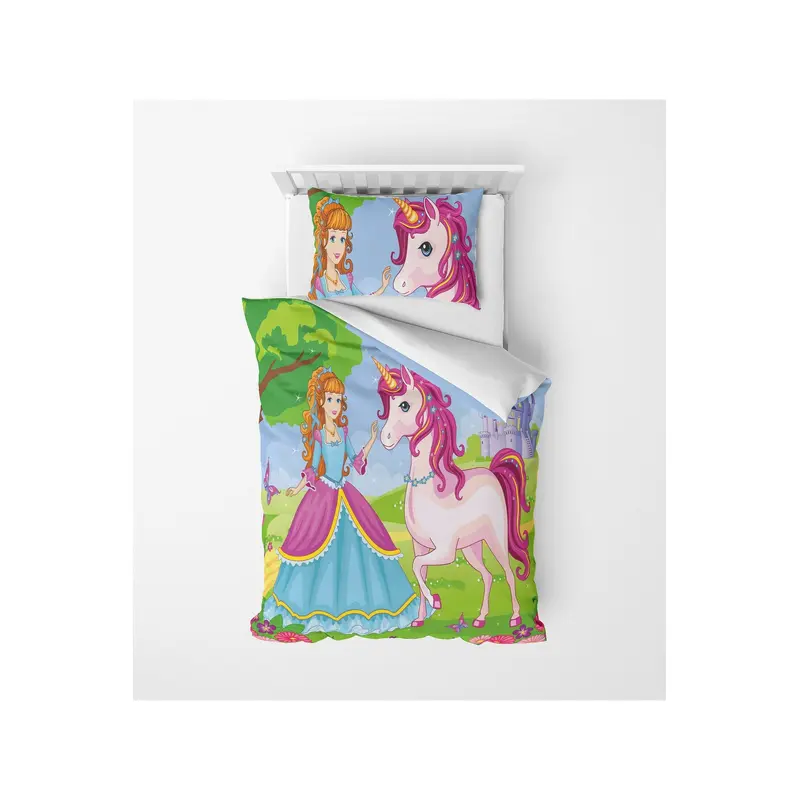 3D Digital Print Micro Satin Single Duvet Cover Set Unicorn | Bedding Set, Bedroom Decor