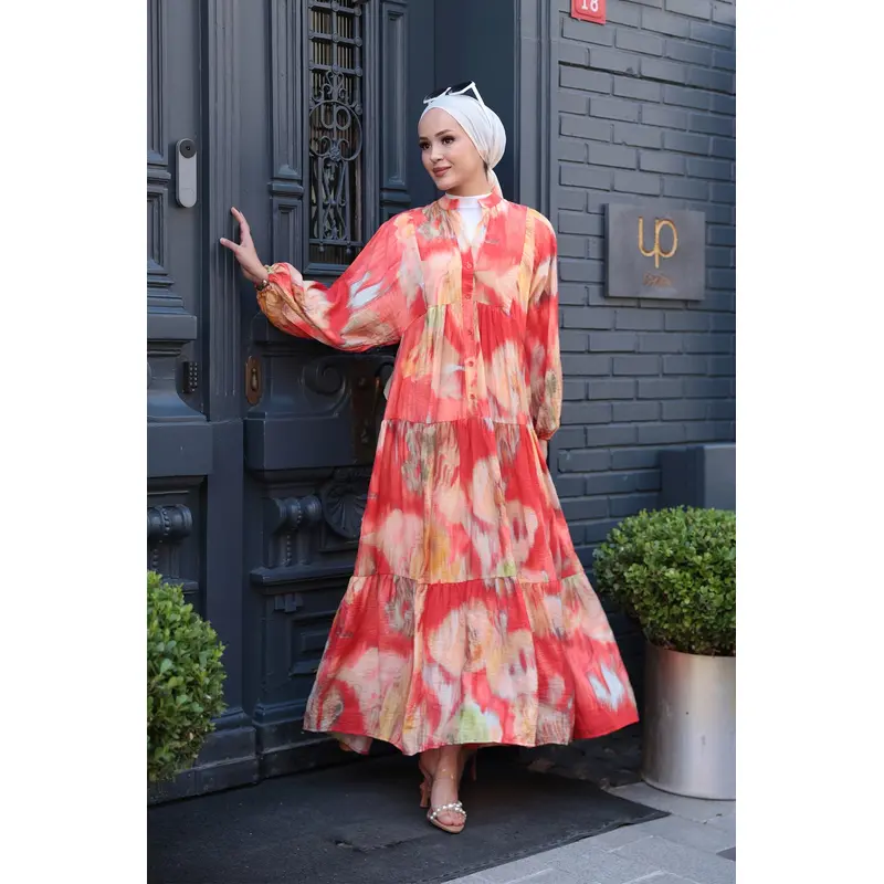 Tie-Dye Pattern Dress Orange