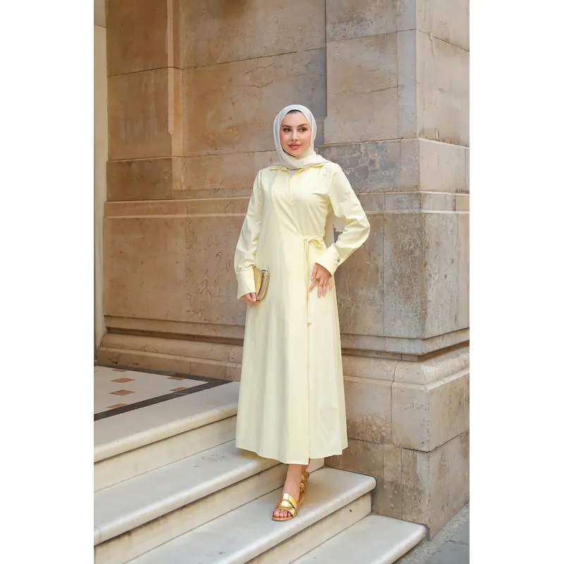 Poplin Side-Tie Dress Yellow