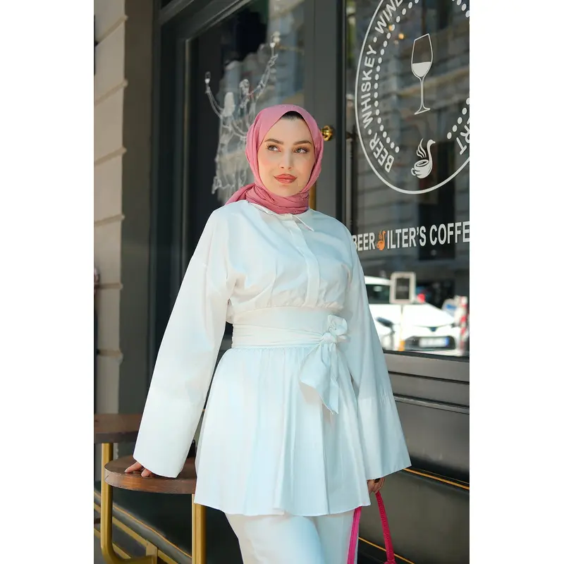 Long Sash Shirt  White