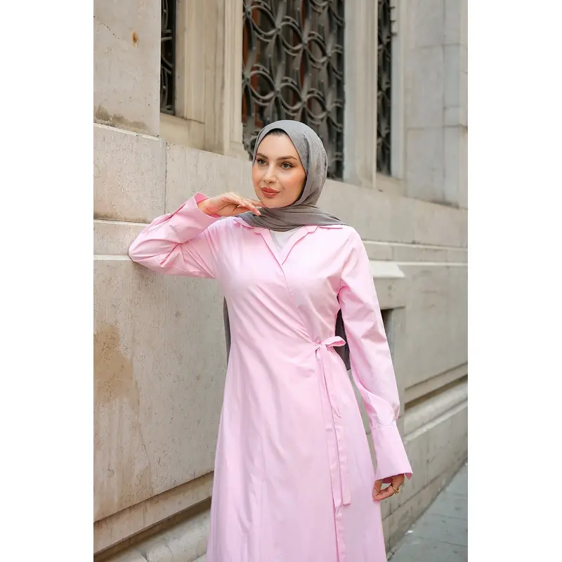 Poplin Side-Tie Dress Pink