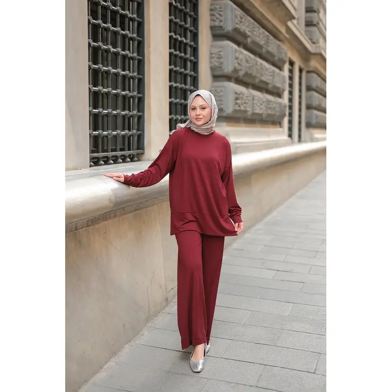 Basic Kaftan Burgundy Suit