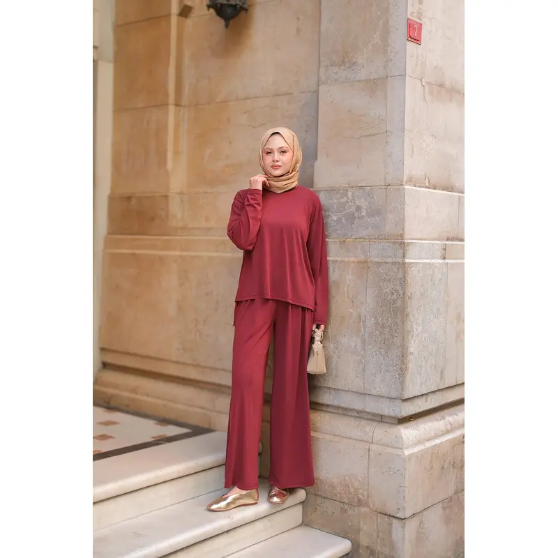 Rise Jersey Draped Suit Burgundy