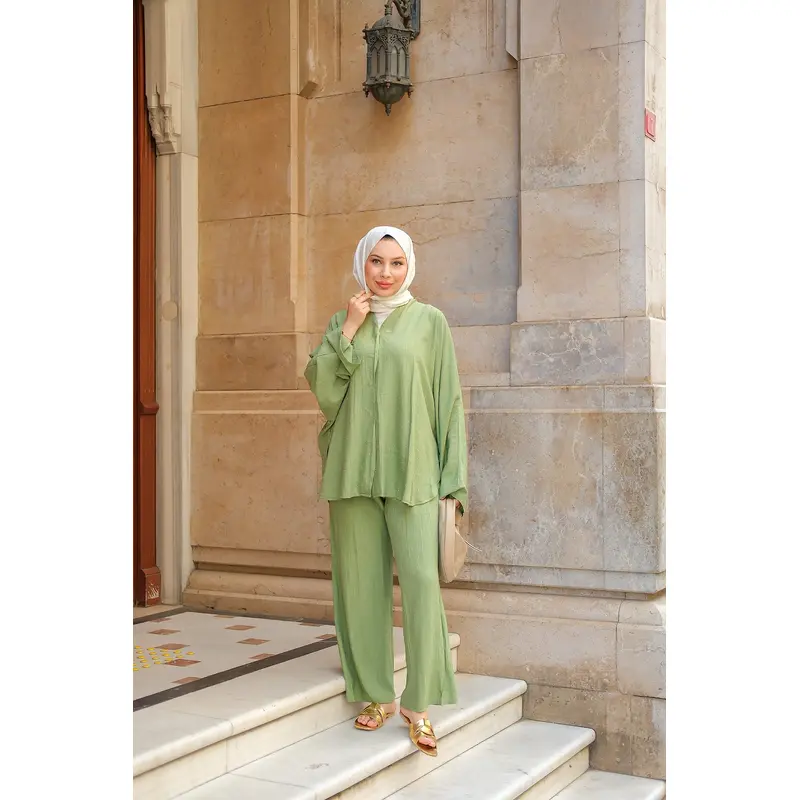 Suit With Stone Details  Khaki Green