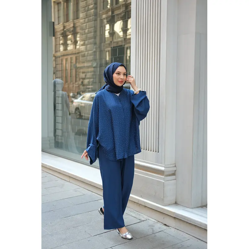 Suit With Stone Details  Navy Blue