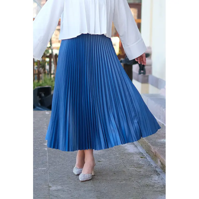 Elisa Pleated Skirt Blue