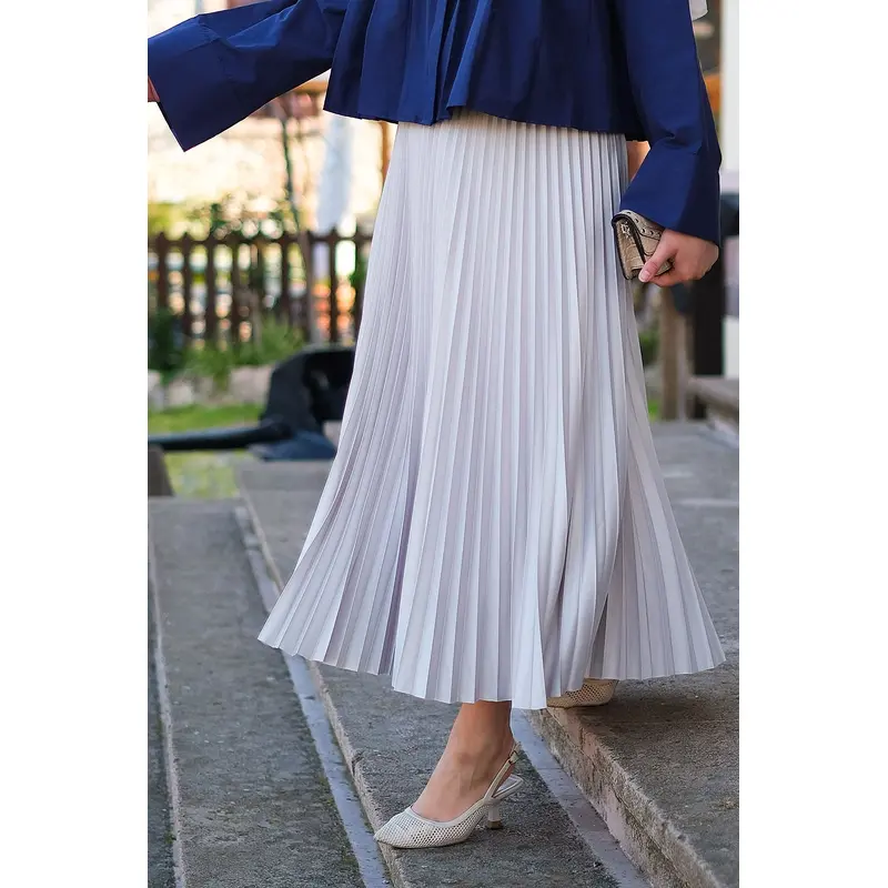 Elisa Pleated Skirt Light Grey
