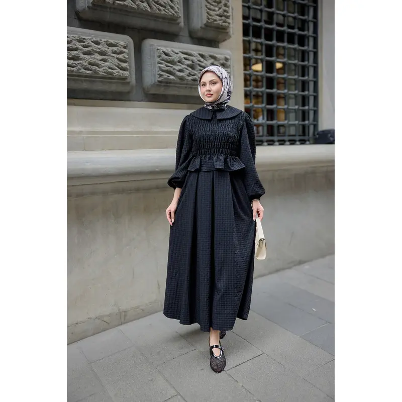 Peter Pan Collar Strapless Suit Black