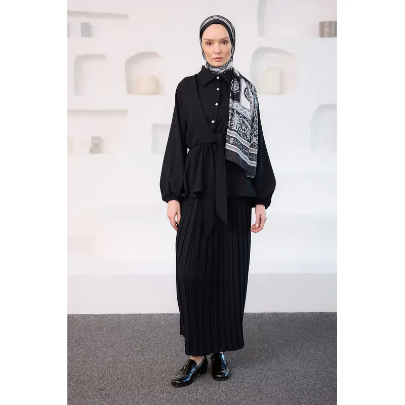 Shirt Tie Detail Set Black