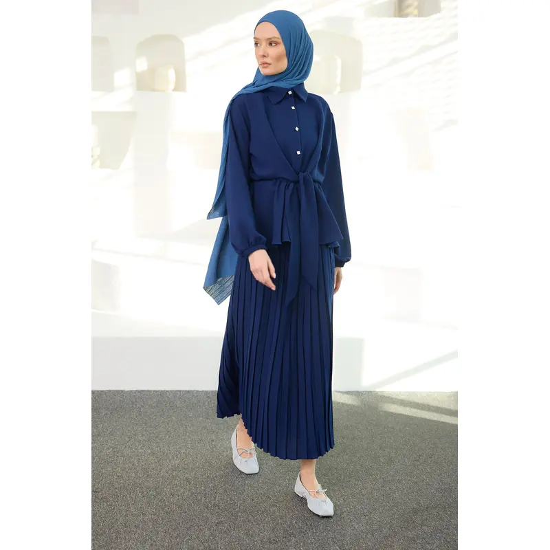 Shirt Tie Detail Set Navy Blue