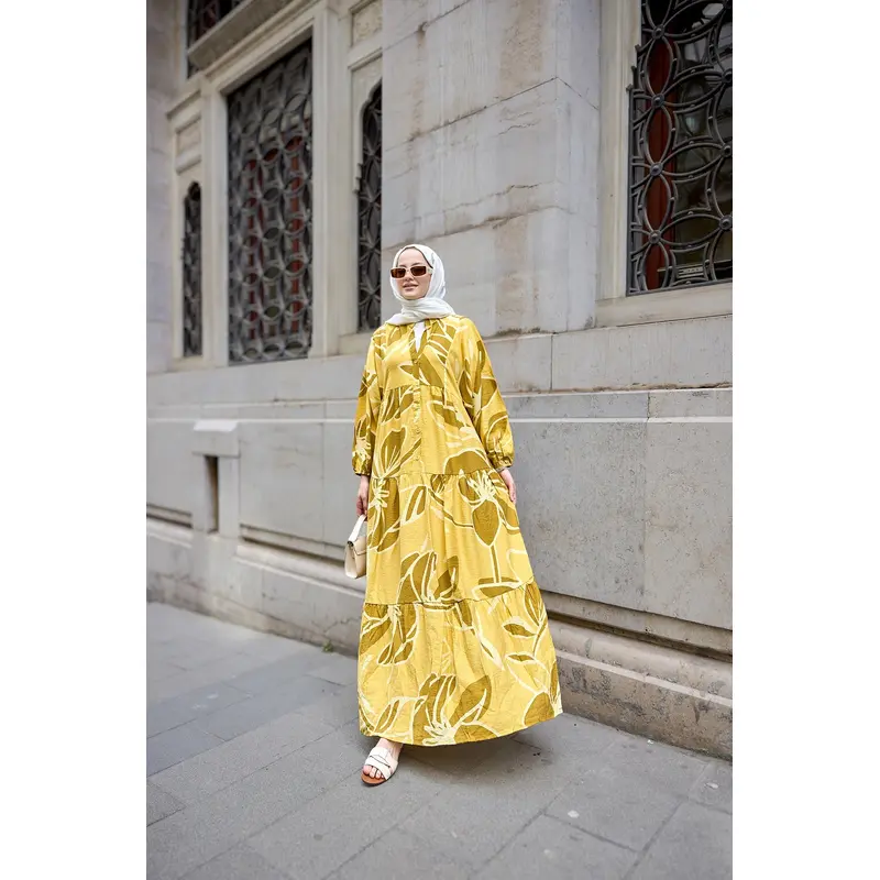 Sand Trace Patterned Dress Yellow