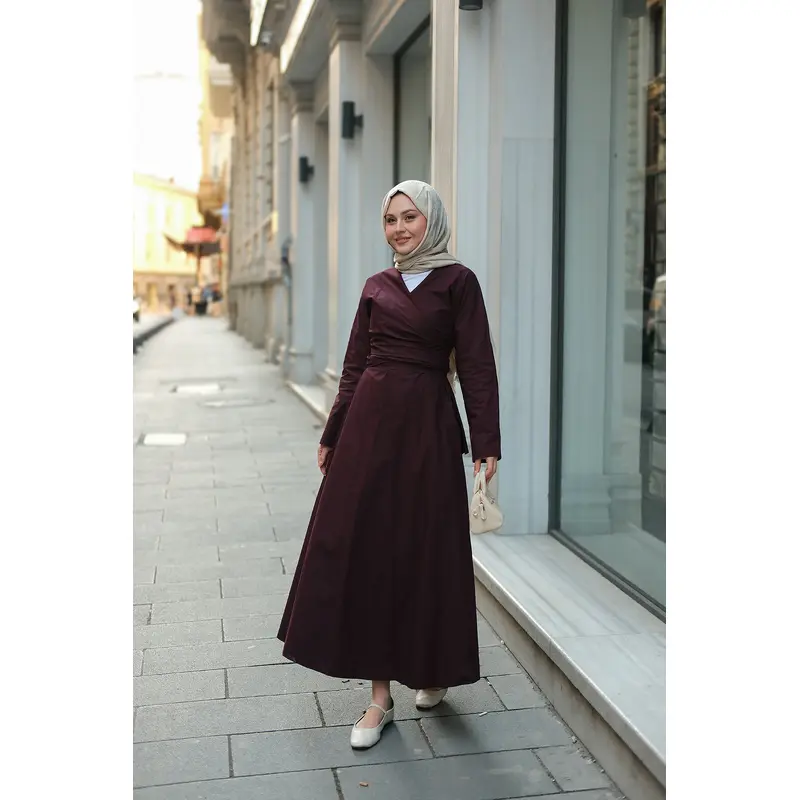 Self-Tie Poplin Dress n Mulberry