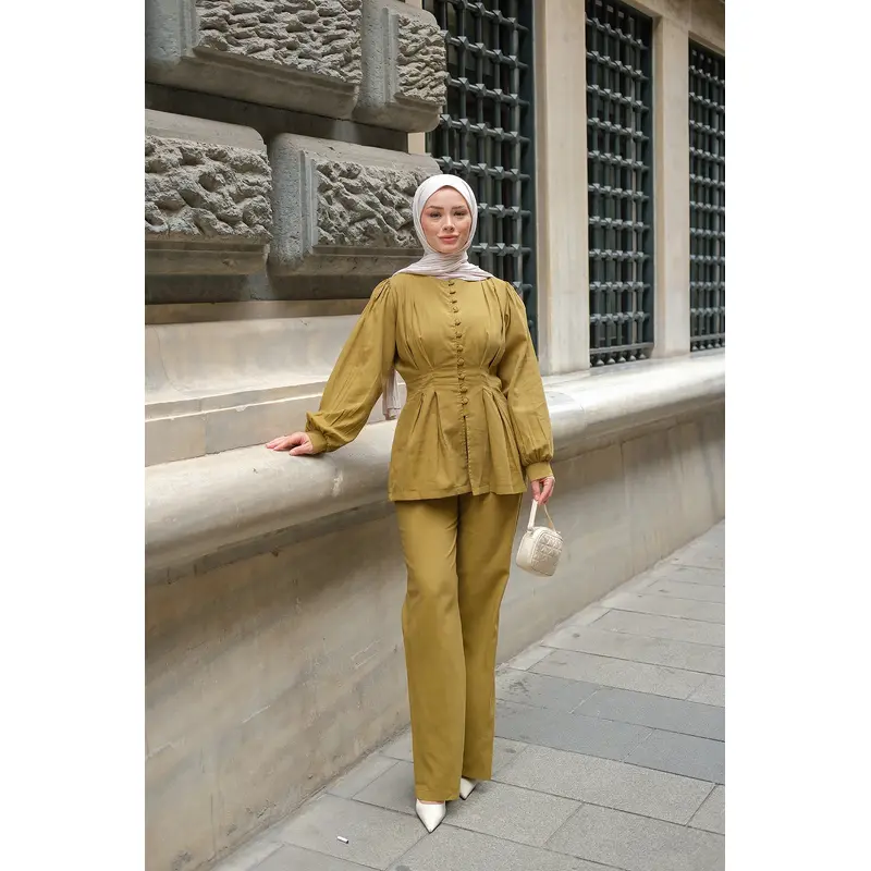 Waist Dart Detailed Suit Oil Green