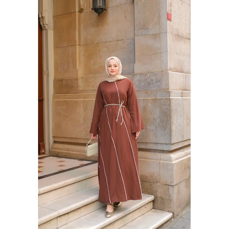 Wicker Belted Dress - Brown