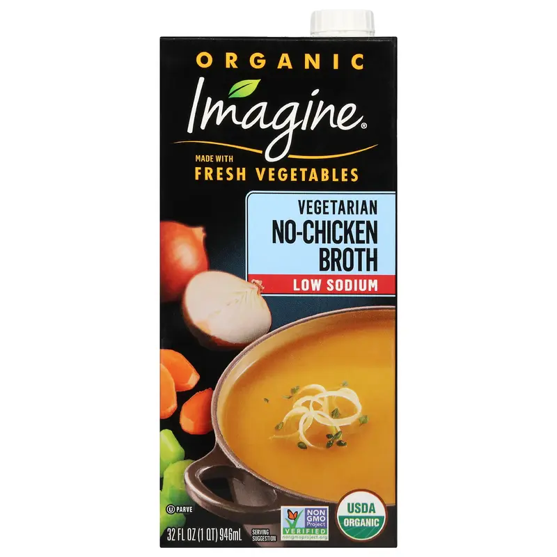 Imagine Low Sodium Organic Vegetarian No-Chicken Broth 32 fl oz_ OPL