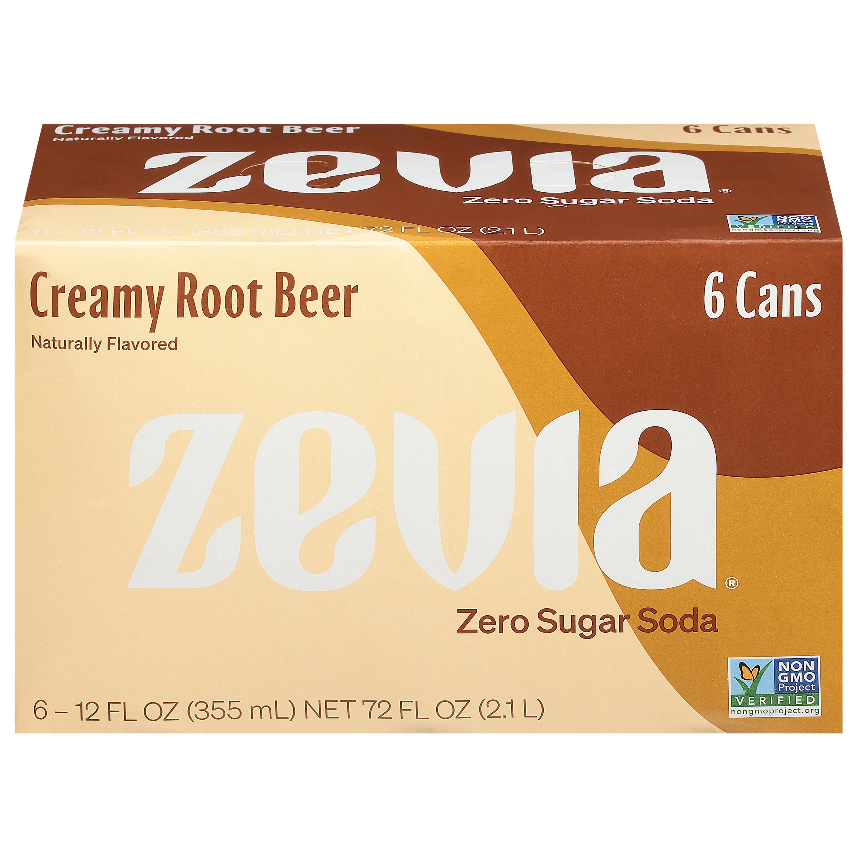 Zevia Zero Sugar Creamy Root Beer Soda 6 - 12 fl oz Cans