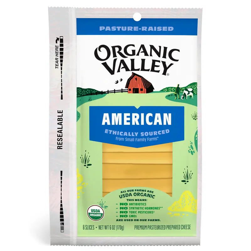 Organic Valley, American Cheese Slices 8 Ct, 6 Oz