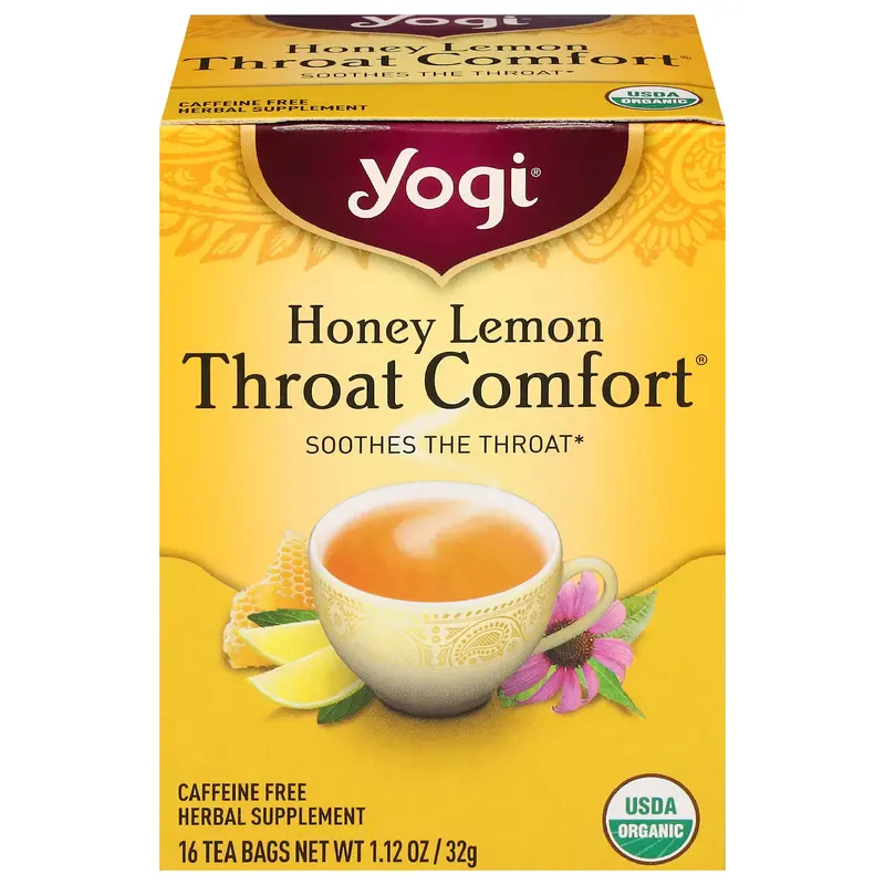 Yogi Throat Comfort Honey Lemon Herbal Tea 16 Tea Bags