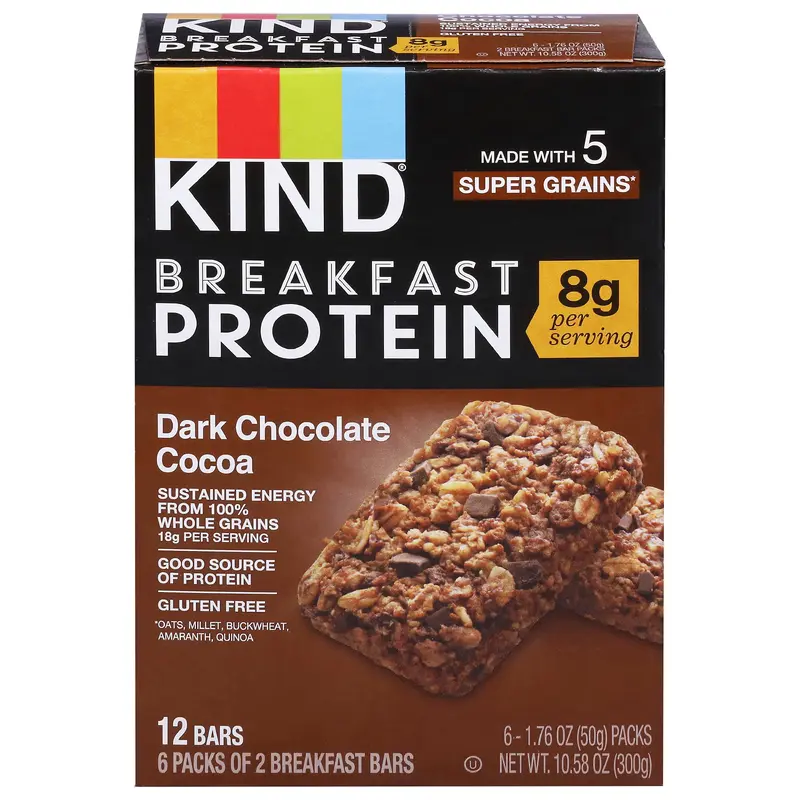 Kind Breakfast Protein Dark Chocolate Cocoa Bars 6 - 1.76 oz Packs