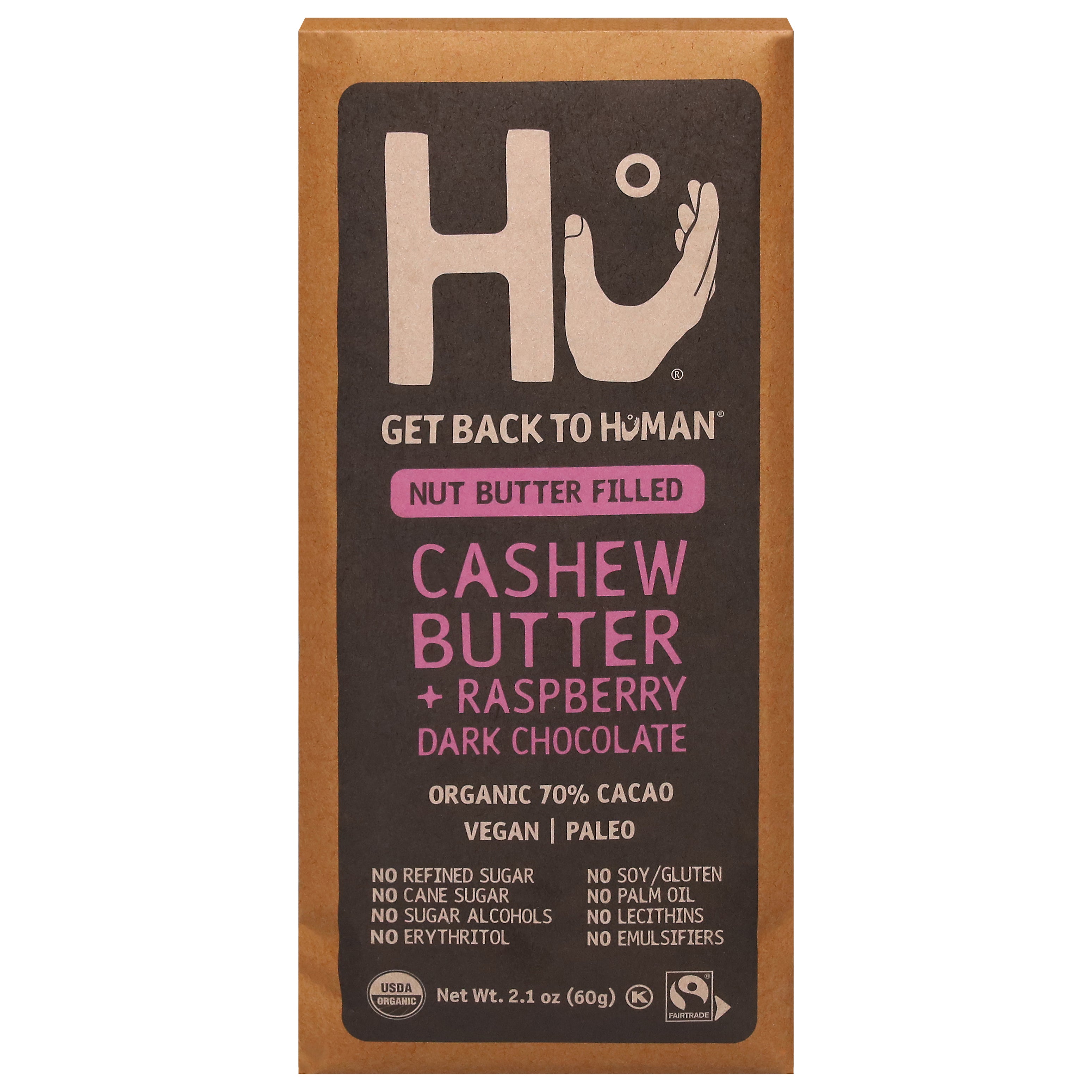 Hu Organic 70% Cacao Cashew Butter + Raspberry Dark Chocolate 2.1 oz