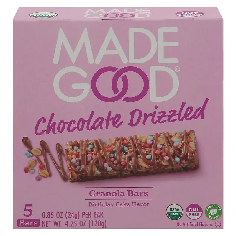 MadeGood Chocolate Drizzled Birthday Cake Flavor Granola Bars 5 - 0.85 oz Bar