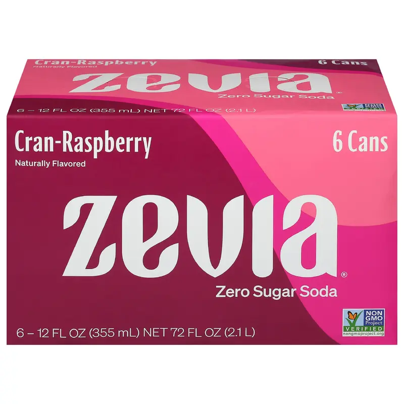 Zevia Zero Sugar Cran-Raspberry Soda 6 - 12 fl oz Cans