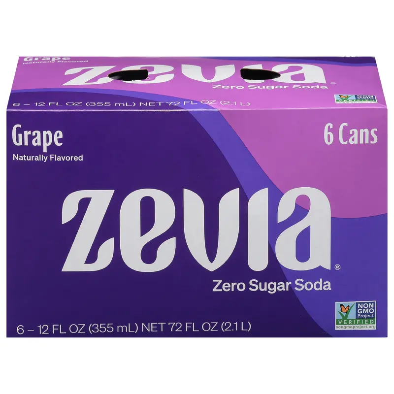 Zevia Zero Sugar Grape Soda 6 - 12 fl oz Cans