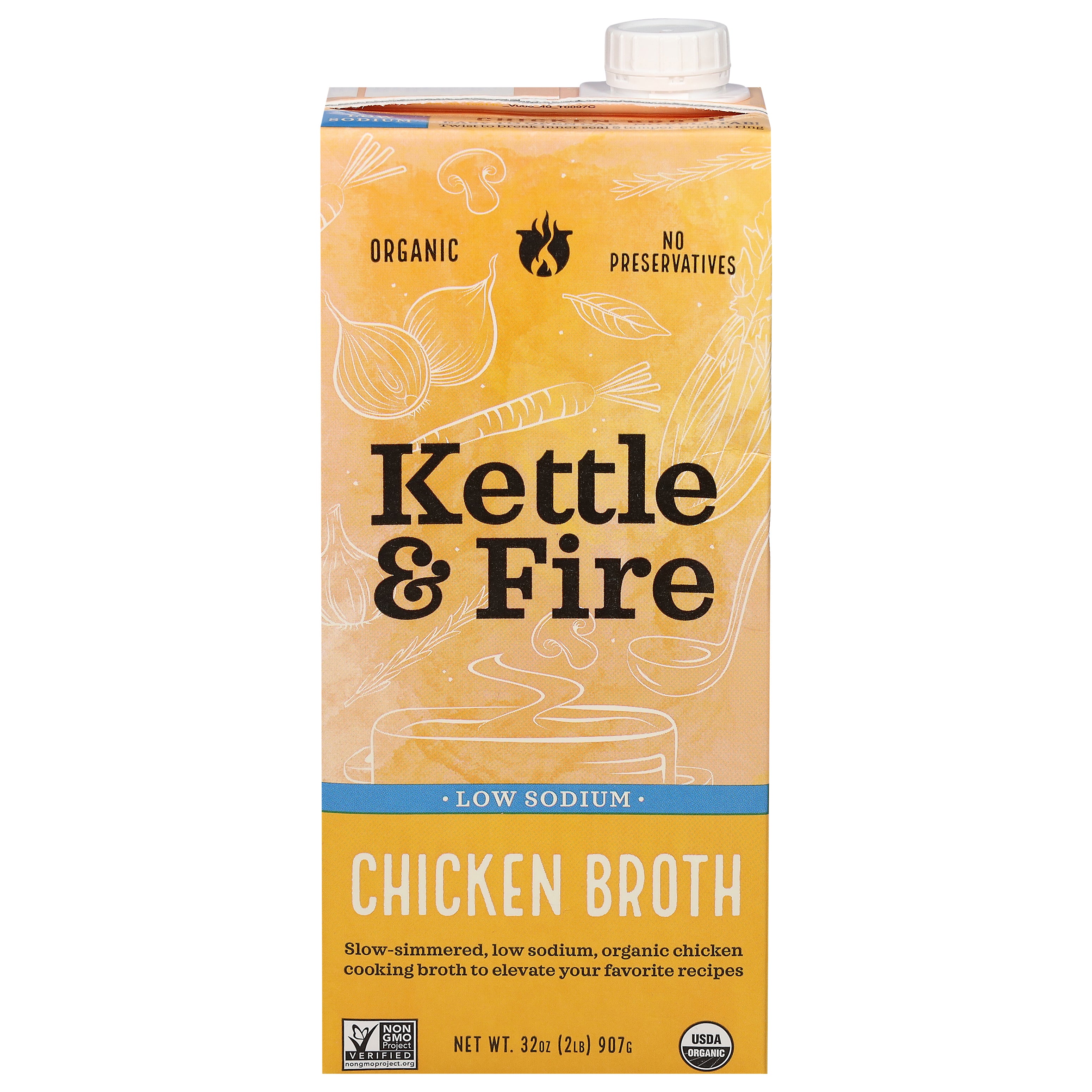 Kettle & Fire Low Sodium Chicken Broth 32 oz
