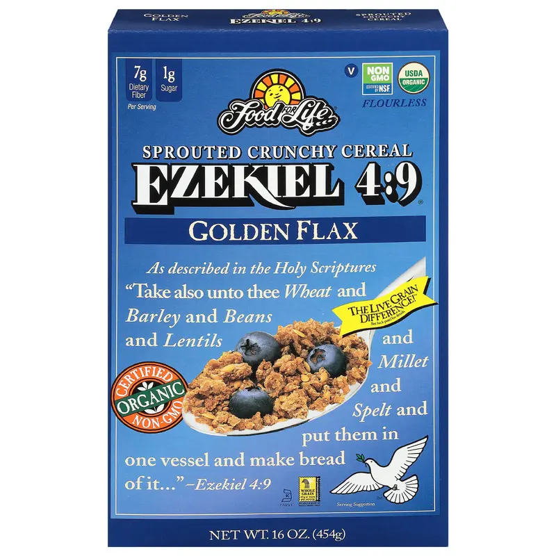 Food for Life Ezekiel 4:9 Golden Flax Flourless Sprouted Crunchy Golden Flax Cereal 16 oz